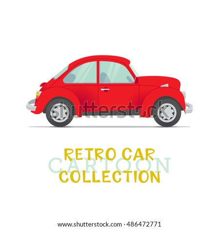Vector Illustration Of A Nice Cartoon Retro Car. Vintage Car For
