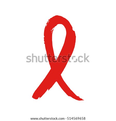 Hand drawn red AIDS HIV ribbon. Design template to World AIDS day.
Medical sign.
Awareness ribbon for AIDS background.