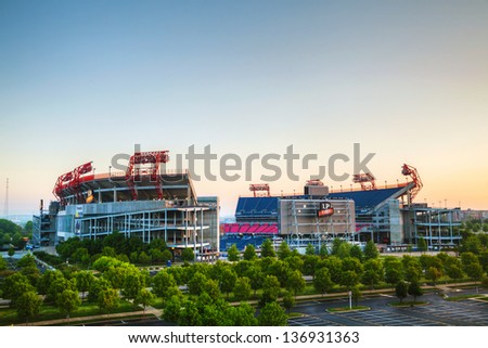 NASHVILLE - APRIL 29: LP Field early in the morning in Nashville on April 29, 2013. The stadium is the home field of the NFL\'s Tennessee Titans and the Tennessee State University Tigers.