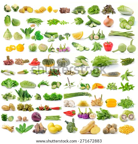 set of vegetable isolated on white background