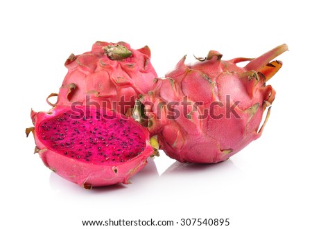 red dragon fruit on white background