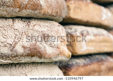 two types of bread loaves put up for sale