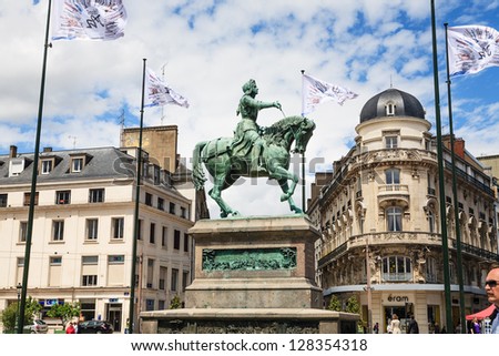 ORLEANS, JUNE 08: Statue Jeanne d\'Arc a heroine of France and Roman Catholic saint nicknamed \