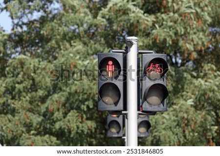 Similar – Image, Stock Photo Cyclist appears on the line from the airfield