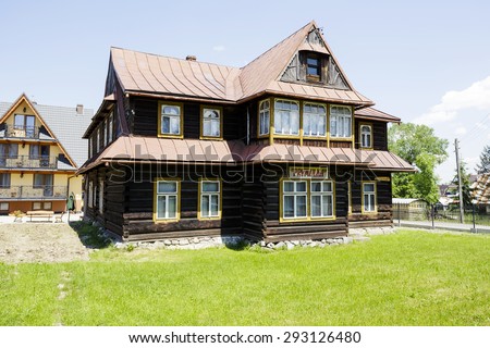 ZAKOPANE, POLAND - JUNE 13, 2015: Wooden villa called Prymulka, built probably the first quarter of the twentieth century