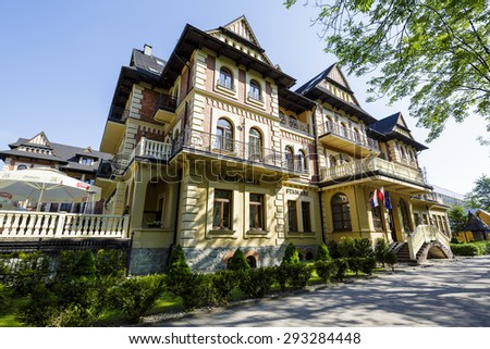ZAKOPANE, POLAND - JUNE 12, 2015: Pension Stamary built in 1904 by architect Eugeniusz Wesolowski, since 2005 after renovation as Grand Hotel Stamary offers 53 rooms