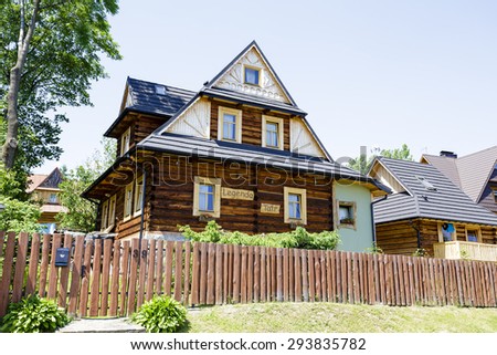 ZAKOPANE, POLAND - JUNE 13, 2015: Villa named Legenda Tatr, made of wood, built approx. 1930, listed in the municipal register of architectural heritage