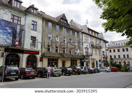 ZAKOPANE, POLAND - JUNE 14, 2015: Brick townhouse, belongs to The Society of Podhale, formerly the People\'s House of  Highlanders Association, built between 1928-1932