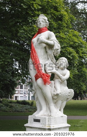 Arnhem, The Netherlands: June 30, 2012 - Image of Venus, the Roman goddess of love in the Musis Park in Arnhem, Netherlands