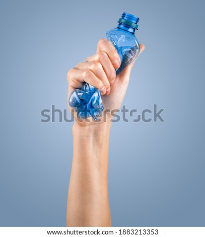 Similar – Image, Stock Photo Squashed empty plastic waste collected to recycling