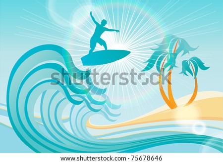 vector illustration of surfing