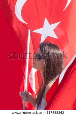 MERSIN, TURKEY - OCTOBER 29: Turkish Republic day celebrations. October 29, 2012 in Mersin, Turkey