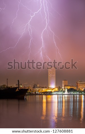 thunder and Lightning over the city