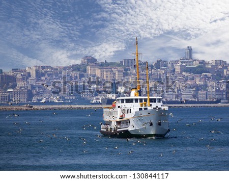 Similar – Image, Stock Photo The Istanbul ferry is starting to pick up speed.