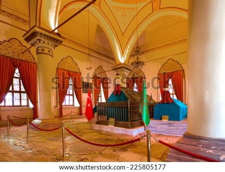 BURSA - TURKEY - OCTOBER 20: Mausoleums of Osman, the founder of the Ottoman Empire, and his son Orhan Gazi on october 22 2014  in bursa Turkey