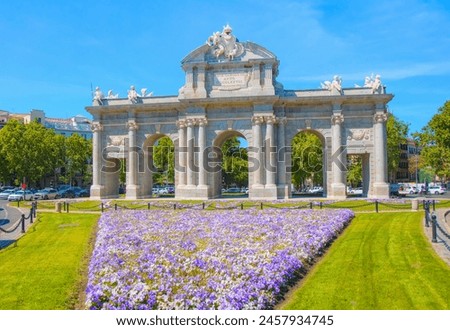 Image, Stock Photo Puerta de Alcala, Madrid, Spain at night.