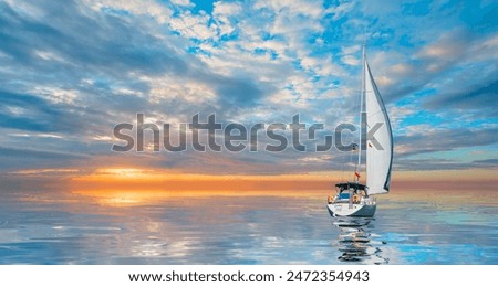 Image, Stock Photo Sailboats in the sunset at the marina in Dragor/ Denmark