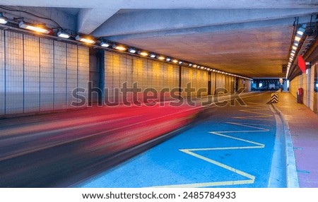 Similar – Image, Stock Photo Curb on an empty road by the forest