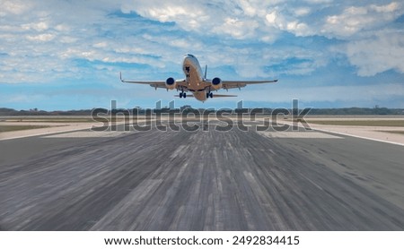 Similar – Image, Stock Photo plane takes off from the airport in Ukraine