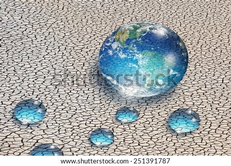 water drop (earth) and desert background 