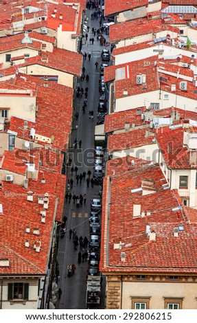 FLORENCE, ITALY - 14 MARCH, 2015: General view of the downtown streets