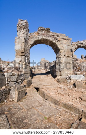 Roman sewer system ancient city Aspendos , Antalya