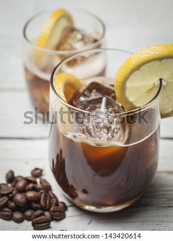 Similar – Image, Stock Photo Coffee cocktail with lemon in restaurant