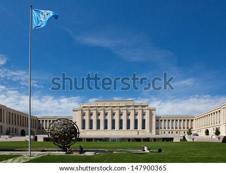 GENEVA  - APRIL 15: United Nations April 15, 2013 in Geneva, Switzerland. The United Nations was established in Geneva in 1947 and is the second largest UN office.