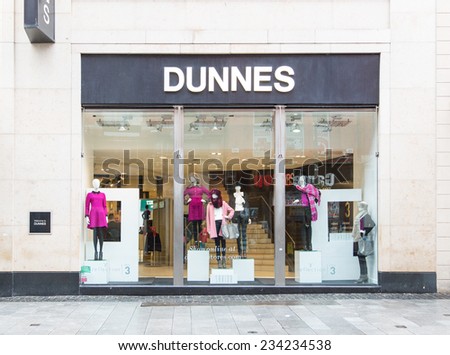 DUBLIN, IRELAND OCTOBER 3, 2014: A branch of Dunnes Store. It is a family run privately owned Irish fashion, homeware and food retail company operating for over 70 years.
