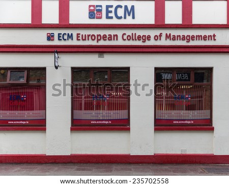 DUBLIN, IRELAND - OCTOBER 3, 2014: The European Colleague of Management, It offers course in English, Business and Management, and Tourism and Hospitality.