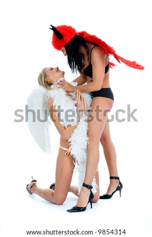 angel and devil on white background
