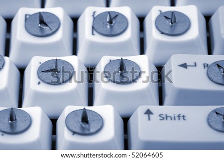 Traditional business concept.  drawing pin and keyboard
