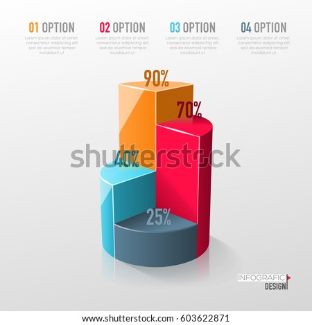 Creative vector colorful 3D pie chart can be used for work flow layout, diagram, annual report, web design. Business concept with 4 options, steps or processes.