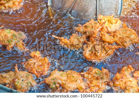 Frying of Curried fish cake