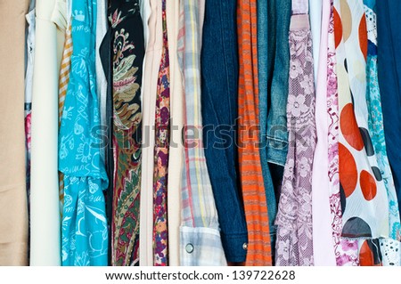 Colorful clothes choice of casual clothes