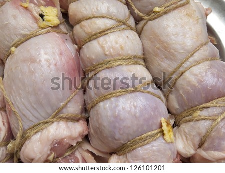 Delicious boneless chicken thighs stuffed with prunes egg