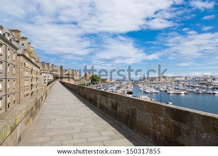 View of the town walls St Malo, Brittany, French