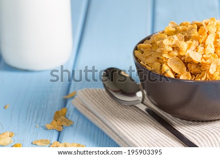 Bowl of cereal with fresh milk its