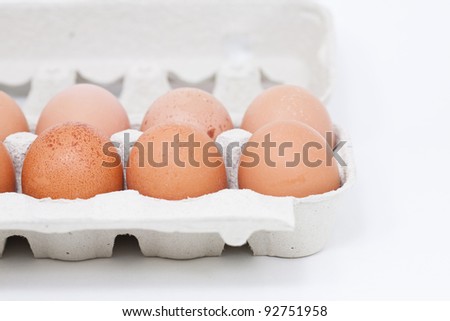 Egg carton with fresh blond