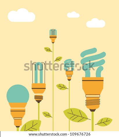 Energy Saving Lightbulb In Cartoon Style Stock Vector Illustration ...