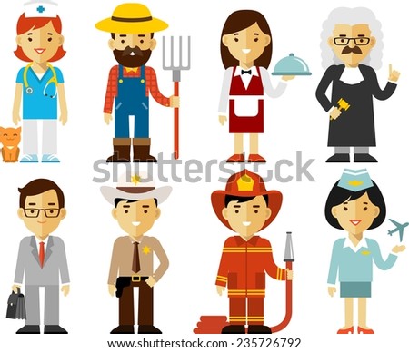 Different people professions characters set