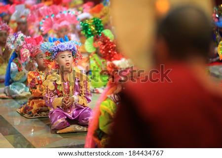 CHIANG MAI, THAILAND-MARCH 30:Poi Sang Long festival, Traditional annual ceremony of unidentified boys to become novice monk on March 30,2014 in Chiang mai, Thailand.