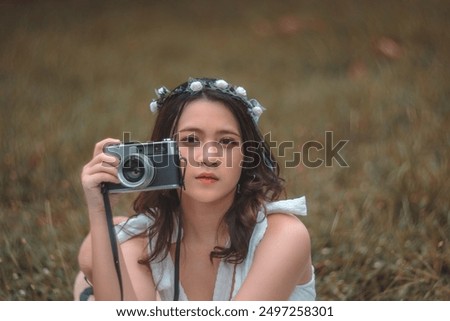 Similar – Image, Stock Photo Flowery moment Meadow