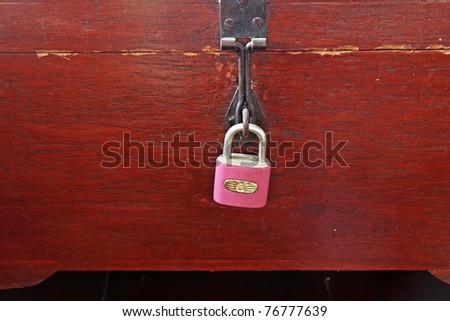 Antique key lock on wooden box