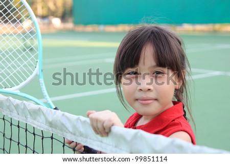 Portrait of sporty beautiful asian girl tennis player