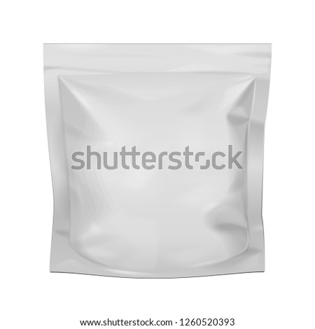 Mockup Blank Food Stand Up Flexible Pouch Snack Sachet Bag. Mock Up, Template. Illustration Isolated On White Background. Ready For Your Design. Product Packaging. Vector EPS10