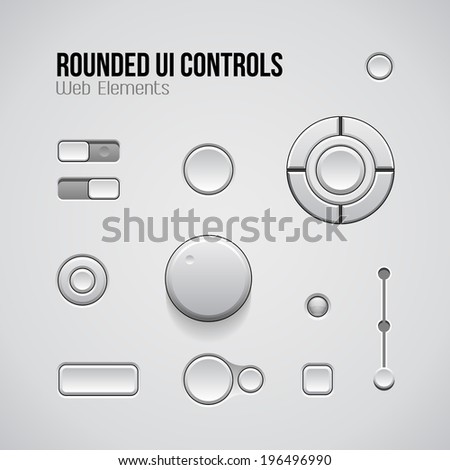 Web UI Controls Design Elements: Buttons, Switchers, On, Off, Player, Audio, Video: Play, Stop, Next, Pause, Volume, Equalizer, Knobs 