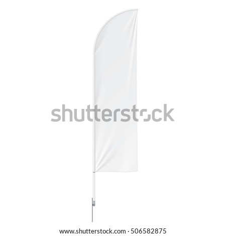 Outdoor Feather Flag With Ground Spike, Stander Banner Shield. Mock Up On White Background Isolated. Ready For Your Design. Product Advertising. Vector EPS10
