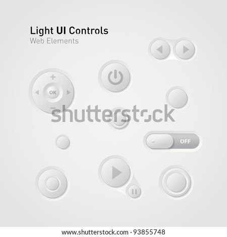 Light UI Controls Web Elements: Buttons, Switchers,