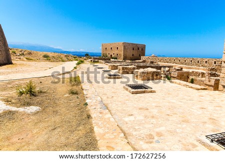 Ruins of old town in Rethymno, Crete, Greece. It largest castle in central Europe